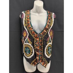 Vintage Women's Body Expressions Crochet Front Vest Size Large